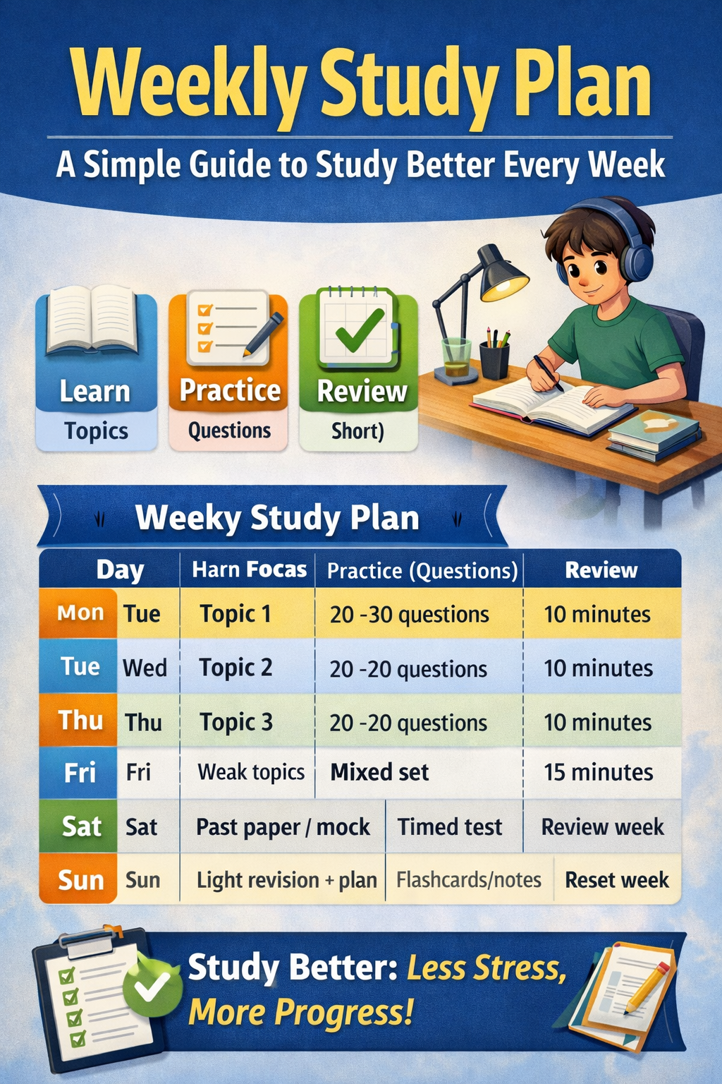 weekly study plan